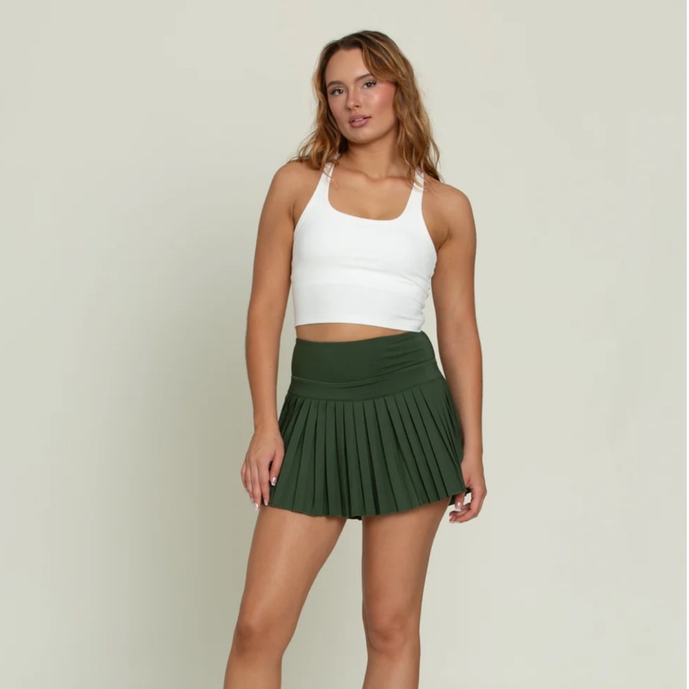 Pleated Mini Skirt - Forest Green